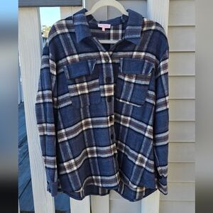 re:named Blue Plaid Shacket
